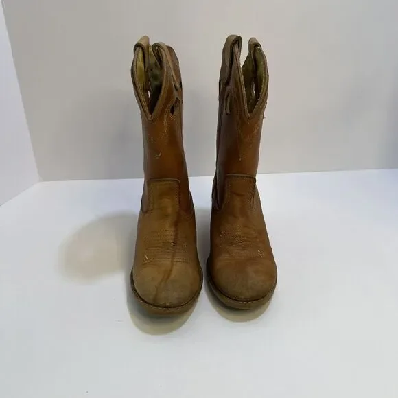 Vintage Dingo uni-sex tan w/ detail stitching 11.5 D kids cowboy boots - Picture 3 of 16